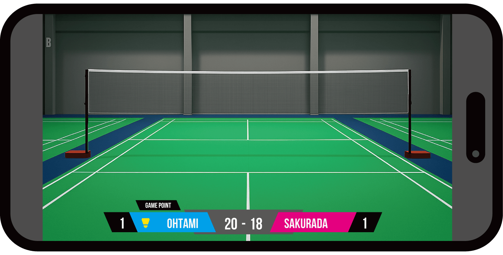 Badminton action shot